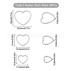 60Pcs 3 Style 304 Stainless Steel Linking Ring&nbsp;STAS-SC0004-19