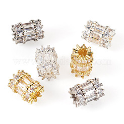 6Pcs 3 Colors Brass Micro Pave Clear Cubic Zirconia Beads&nbsp;KK-TA0002-94