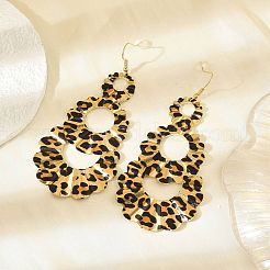 Teardrop Leopard Print Alloy Dangle Earrings for Women&nbsp;EJEW-K304-02G