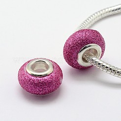 Glitter Powder Handmade Lampwork Large Hole Rondelle European Beads&nbsp;LPDL-L005-M
