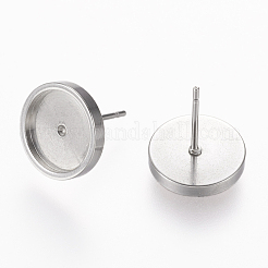 Tarnish Resistant 304 Stainless Steel Stud Earring Settings&nbsp;STAS-L195-02A