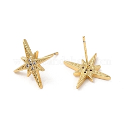 Rack Plating Brass Star Stud Earrings with Cubic Zirconia&nbsp;EJEW-D061-44G