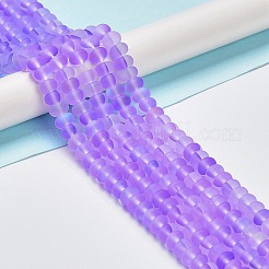 Frosted Transparent Glass Beads Strands&nbsp;FGLA-M002-01D