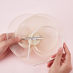 Hat Flower Mesh Organza Feathers on a Hair Band Party Headwear for Girls and Women&nbsp;OHAR-WH0051-009