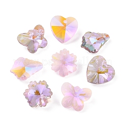 32Pcs 8 Style Pointed Back Electroplate Faceted Glass Pendants&nbsp;EGLA-YW0001-40