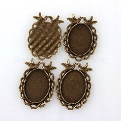 Vintage Tibetan Style Alloy Bird Pendant Cabochon Bezel Settings&nbsp;TIBEP-M018-32AB-NF