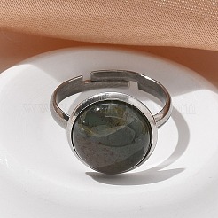 Half Round Natural Indian Agate Finger Rings&nbsp;RJEW-M062-01P-22