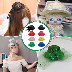 7Pcs 7 Colors Polyester Round Fascinator Hat for Dolls&nbsp;DIY-BC0015-81