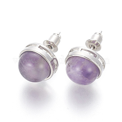 Natural Amethyst Stud Earrings&nbsp;EJEW-F162-H07