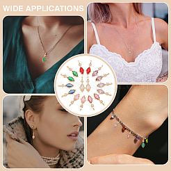 16Pcs 8 Colors Brass Micro Pave Cubic Zirconia Pendants&nbsp;KK-WR0001-42
