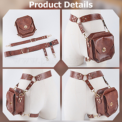 1 Set Retro Rectangle PU Leather Belt Pouch Waist Bags&nbsp;AJEW-CL0003-38A