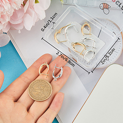 12Pcs 2 Colors Brass Hoop Earring Findings with Latch Back Closure&nbsp;KK-BBC0022-92