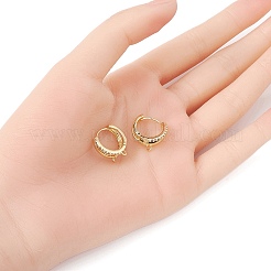 Brass Micro Pave Clear Cubic Zirconia Hoop Earring Findings&nbsp;ZIRC-YW0001-10G