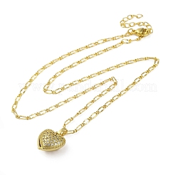 Brass Clear Cubic Zirconia Heart Pendant Necklaces for Women&nbsp;NJEW-R100-01G