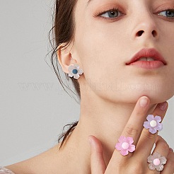 DIY Flower Stud Earring and Finger Ring Making Kit&nbsp;DIY-SZ0008-42