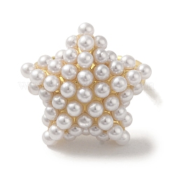 Rack Plating Brass Micro Pave Pearl Rings&nbsp;RJEW-R315-02B-G