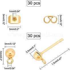 60Pcs 2 Styles Brass Stud Earring Findings&nbsp;KK-CA0001-35G