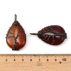 Natural Carnelian(Dyed & Heated) Copper Wire Wrapped Pendants&nbsp;G-D102-06R