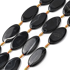 Natural Black Banded Agate Beads Strands&nbsp;G-F825-A01-01E