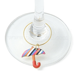 Umbrella Alloy Enamel Wine Glass Charms Sets&nbsp;AJEW-JO00185