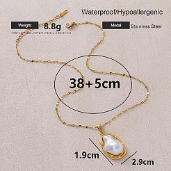 Vintage 304 Stainless Steel & Imitaiton Irregular Pearl Pendant Necklaces for Women&nbsp;UB6404