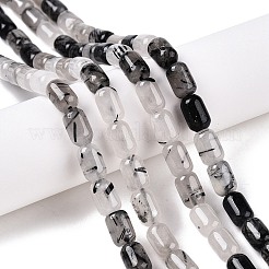 Natural Black Tourmalinated Quartz Beads Strands&nbsp;G-G980-47