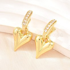Brass Micro Pave Clear Cubic Zirconia Hoop Dangle Earrings&nbsp;EJEW-G471-30B-G