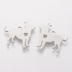 Non-Tarnish 201 Stainless Steel Puppy Pendants&nbsp;STAS-S105-T433