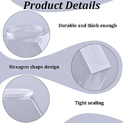 Hexagon Plastic Screw Top Bead Jars with White Lid&nbsp;CON-WH20029-001B