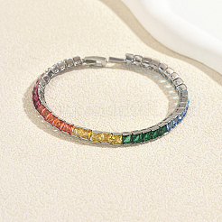 Rainbow Brass Pave Cubic Zirconia Tennis Bracelets for Women Party and Special Occasions&nbsp;FS8107