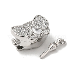 Rhodium Plated 925 Sterling Silver Pave Clear Cubic Zirconia Box Clasps&nbsp;STER-M114-10P
