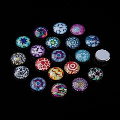 Mosaic Printed Glass Half Round/Dome Cabochons&nbsp;GGLA-N004-12mm-G