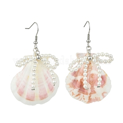 Natural Scallop Shell Dangle Earrings&nbsp;EJEW-TA00813