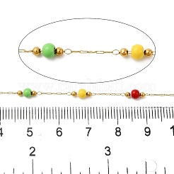 Handmade 304 Stainless Steel & Synthetic Turquoise Beaded Chains&nbsp;CHS-L031-04G