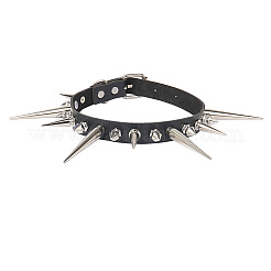 Gothic Style Alloy Spiked Rivet Imitation Leather Choker Necklaces&nbsp;FS-WGF47C0-01