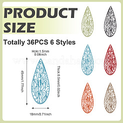 36Pcs 6 Colors Spray Painted 430 Stainless Steel Pendants&nbsp;STAS-TA0005-38