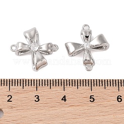 Brass Pave Clear Glass Connector Charms&nbsp;KK-N254-58P