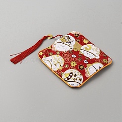 Square Cloth Jewelry Packing Pouches Drawstring Bags with Tassel&nbsp;ABAG-WH0032-68B