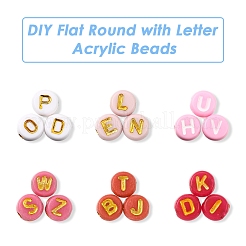 DIY Flat Round with Letter Acrylic Beads Bracelets Making Kits&nbsp;DIY-FS0008-90