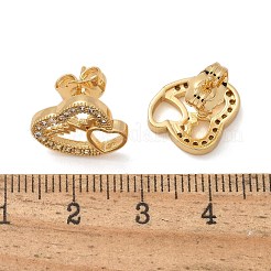 Valentine's Day Heart Brass Micro Pave Clear Cubic Zirconia Stud Earrings&nbsp;EJEW-D305-22G-02
