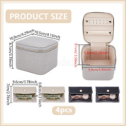 Portable Imitation Leather Jewelry Storage Zipper Boxs with 4 Insert Bags&nbsp;CON-WH0202-001D