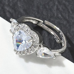 Brass & Cubic Zirconia Finger Rings&nbsp;CU-CBA7E55-15P