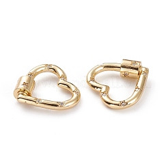 Brass Micro Pave Clear Cubic Zirconia Screw Carabiner Lock&nbsp;KK-C100-45G-G