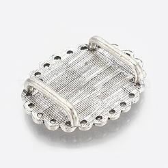 Tibetan Style Alloy Slide Charms Cabochon Settings&nbsp;TIBEB-R068-17AS-LF