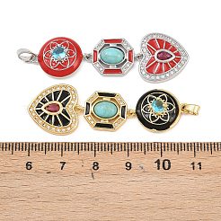 Brass Micro Pave Clear Cubic Zirconia Pendants&nbsp;KK-K412-01