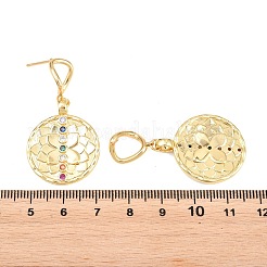 Brass Micro Pave Colorful Cubic Zirconia Dangle Hoop Earrings&nbsp;EJEW-G471-42G
