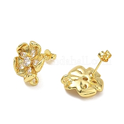 Brass Micro Pave Cubic Zirconia Stud Earrings Findings&nbsp;CU-CBA6E4E-01G