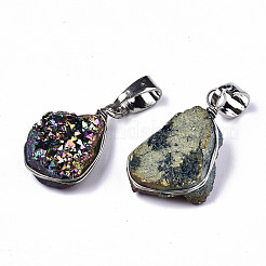 Electroplate Natural Druzy Agate Pendants&nbsp;G-S359-182