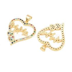Brass Micro Pave Cubic Zirconia Pendants&nbsp;KK-D232-20G-06