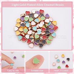 80Pcs 8 Colors Light Gold Plated Alloy Enamel Beads&nbsp;ENAM-AR0001-47